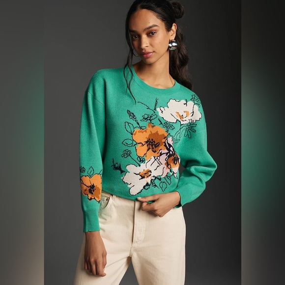 Anthropologie Sweaters - Anthropologie x Sonal Nathwani Camryn Cropped Crewneck Sweater Size XL NWT